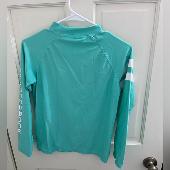 Seaside rash guard (size 12 girl) teal and white - Picture 5 of 5